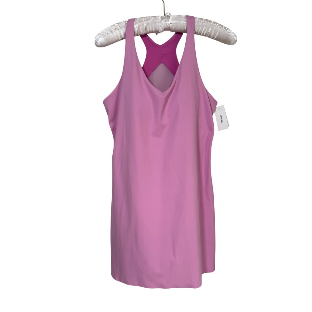 Spanx Booty Boost V-Neck Dress Petunia Pink Activewear Bodysuit Large NEW 51016R